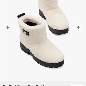 Kate Spade Cream Fuzzy Boots with Black Soles